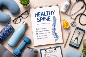 Healthy spine essentials flat lay