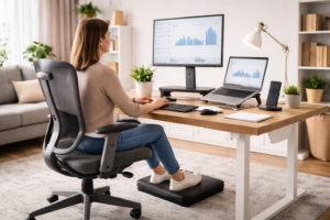 Home office setup with ergonomic focus
