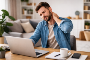 Stressed at work from neck pain